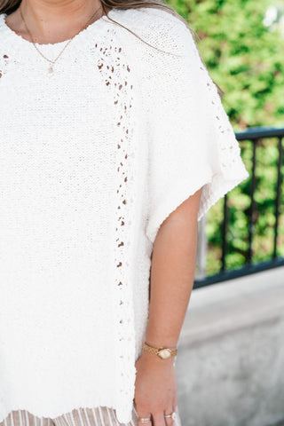 Morning Light Side Tie Knit Blouse - Off White