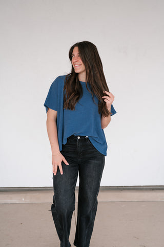 Pure Ease Relaxed Top - Dusty Blue