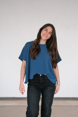 Pure Ease Relaxed Top - Dusty Blue