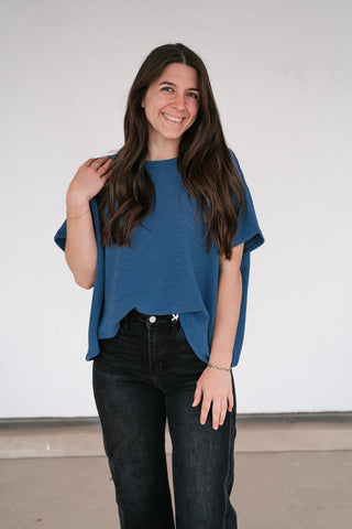 Pure Ease Relaxed Top - Dusty Blue