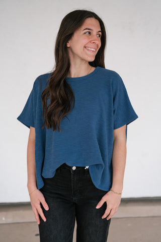 Pure Ease Relaxed Top - Dusty Blue