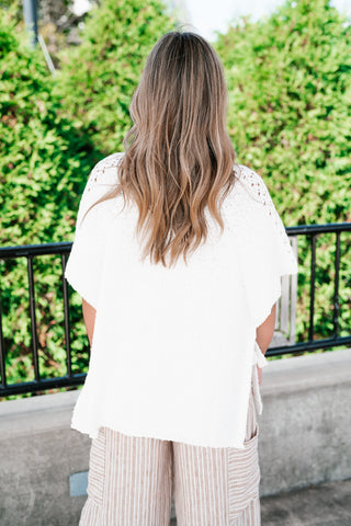 Morning Light Side Tie Knit Blouse - Off White