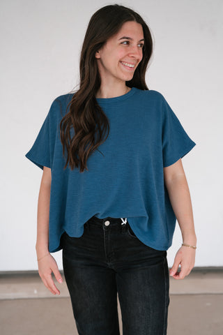 Pure Ease Relaxed Top - Dusty Blue