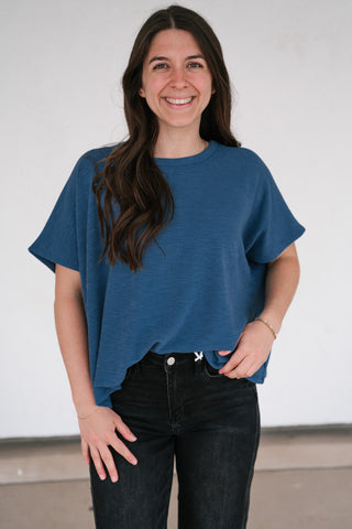 Pure Ease Relaxed Top - Dusty Blue