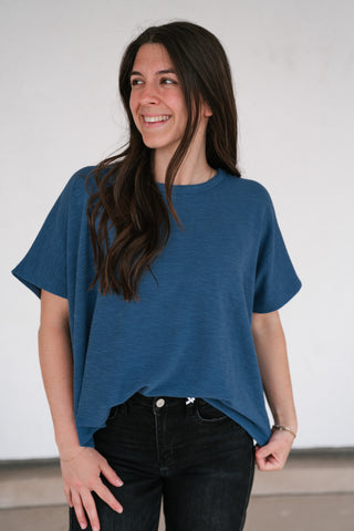 Pure Ease Relaxed Top - Dusty Blue