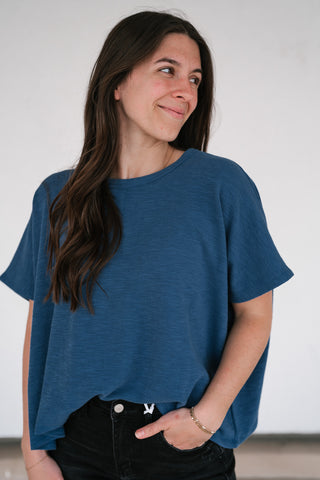 Pure Ease Relaxed Top - Dusty Blue