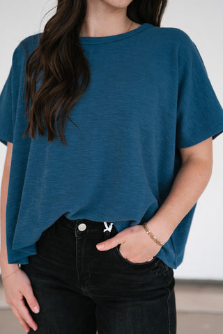Pure Ease Relaxed Top - Dusty Blue