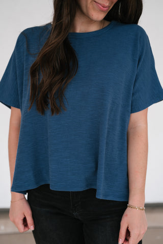 Pure Ease Relaxed Top - Dusty Blue