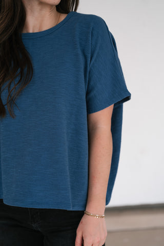Pure Ease Relaxed Top - Dusty Blue