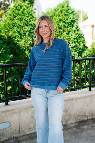 Autumn Essence Striped Top - Blue