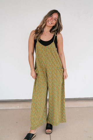 Dreamscape Floral Jumpsuit - Kiwi