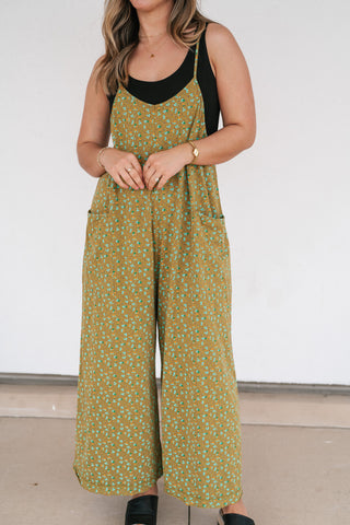 Dreamscape Floral Jumpsuit - Kiwi