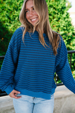 Autumn Essence Striped Top - Blue