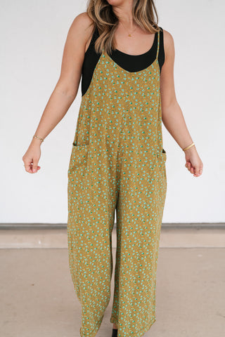 Dreamscape Floral Jumpsuit - Kiwi