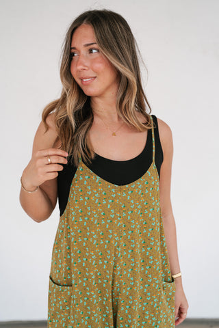 Dreamscape Floral Jumpsuit - Kiwi