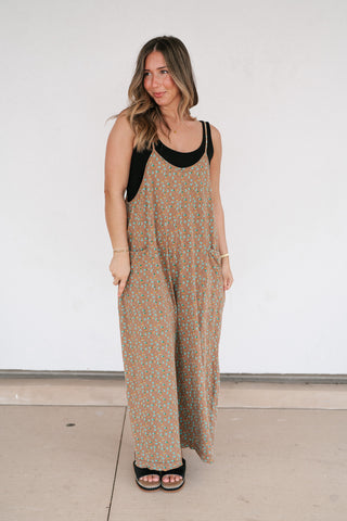 Dreamscape Floral Jumpsuit - Mocha