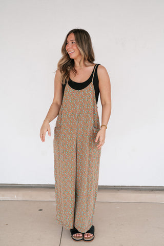 Dreamscape Floral Jumpsuit - Mocha