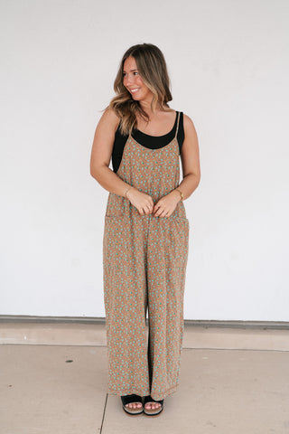 Dreamscape Floral Jumpsuit - Mocha