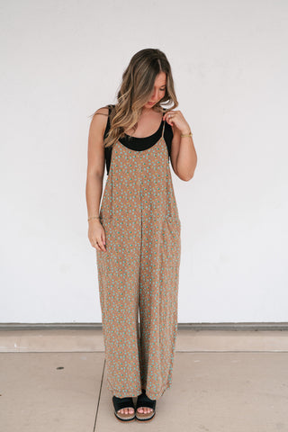 Dreamscape Floral Jumpsuit - Mocha