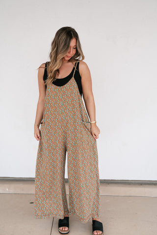 Dreamscape Floral Jumpsuit - Mocha