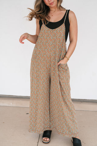 Dreamscape Floral Jumpsuit - Mocha