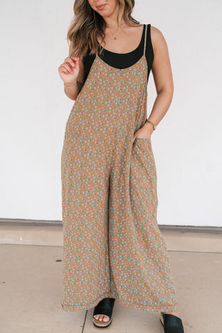 Dreamscape Floral Jumpsuit - Mocha