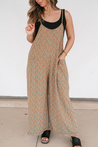 Dreamscape Floral Jumpsuit - Mocha