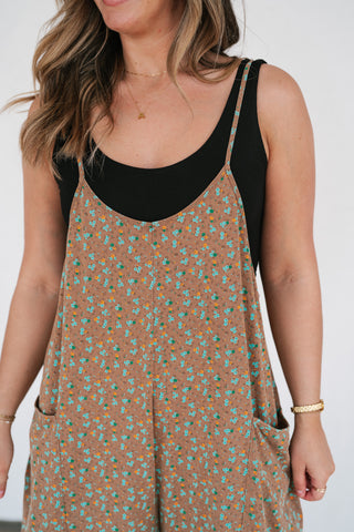 Dreamscape Floral Jumpsuit - Mocha