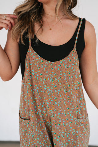 Dreamscape Floral Jumpsuit - Mocha