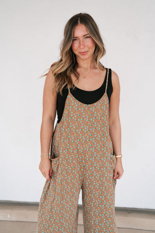 Dreamscape Floral Jumpsuit - Mocha