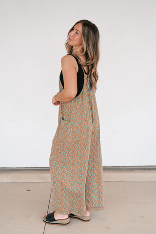Dreamscape Floral Jumpsuit - Mocha