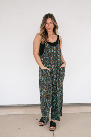 Dreamscape Floral Jumpsuit - Black