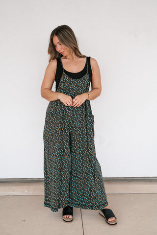 Dreamscape Floral Jumpsuit - Black