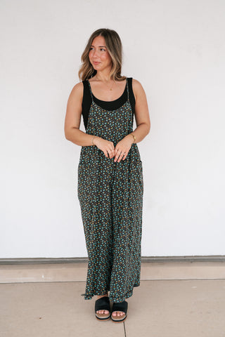 Dreamscape Floral Jumpsuit - Black