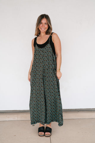 Dreamscape Floral Jumpsuit - Black