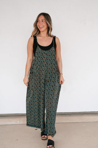 Dreamscape Floral Jumpsuit - Black
