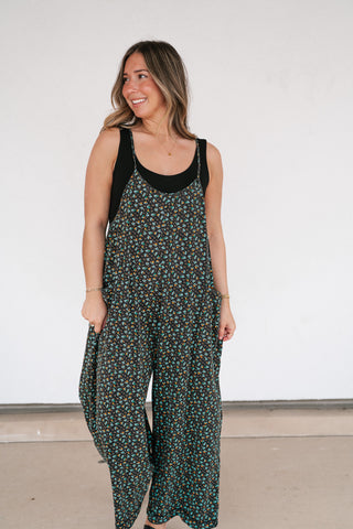 Dreamscape Floral Jumpsuit - Black
