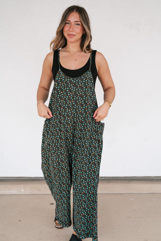 Dreamscape Floral Jumpsuit - Black