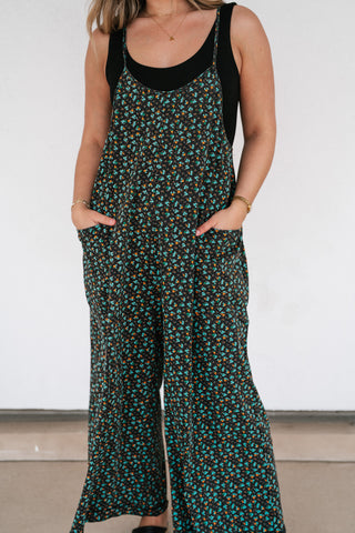 Dreamscape Floral Jumpsuit - Black