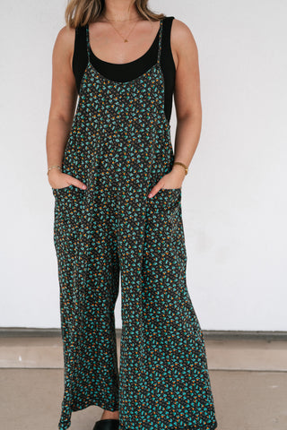 Dreamscape Floral Jumpsuit - Black