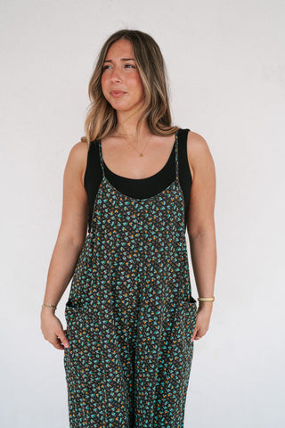 Dreamscape Floral Jumpsuit - Black