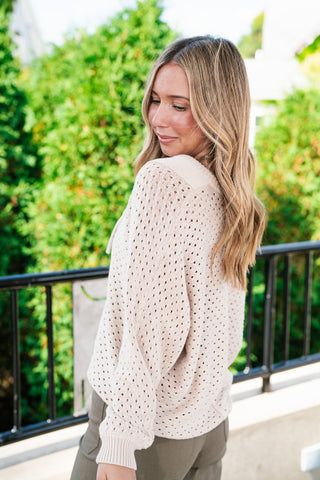 Cottage Henley Button Front Knit Sweater