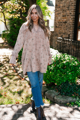 Peaceful Meadow Collared Gauze Tunic