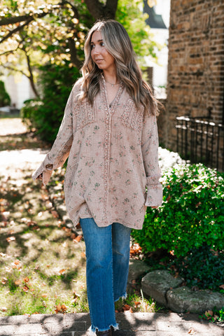 Peaceful Meadow Collared Gauze Tunic