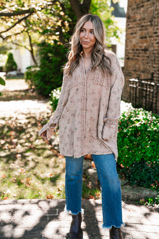 Peaceful Meadow Collared Gauze Tunic