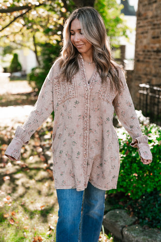 Peaceful Meadow Collared Gauze Tunic