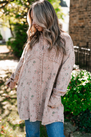 Peaceful Meadow Collared Gauze Tunic