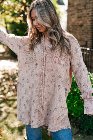 Peaceful Meadow Collared Gauze Tunic