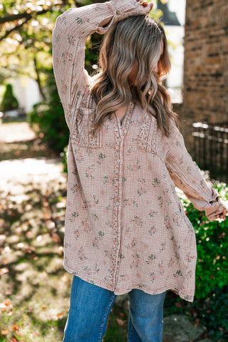 Peaceful Meadow Collared Gauze Tunic