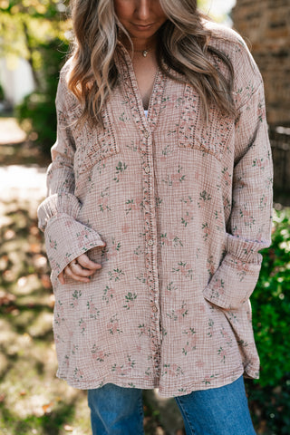 Peaceful Meadow Collared Gauze Tunic